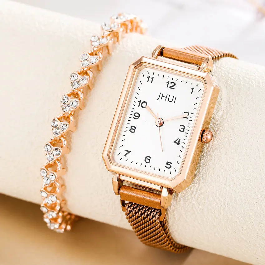 Fashion 2 pcs/set Ladies Christmas Gift Watch Luxury Rose Gold Magnet Clasp Watch Women Quartz Watch
Fashion 2 pcs/set Ladies Christmas Gift Watch Luxury Rose Gold Magnet Clasp Watch Women Quartz Watch