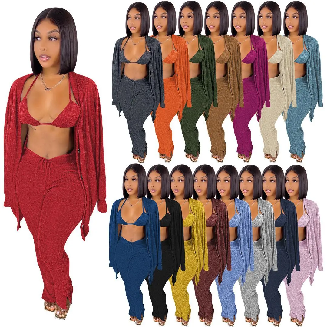 2022 New Arrivals Knitted Cozy Knit 3 Piece Sweater Women's Sets Clothes Warm Bra + Cardigan and Leggings Pants Three Piece Set
2022 New Arrivals Knitted Cozy Knit 3 Piece Sweater Women's Sets Clothes Warm Bra + Cardigan and Leggings Pants Three Piece Set