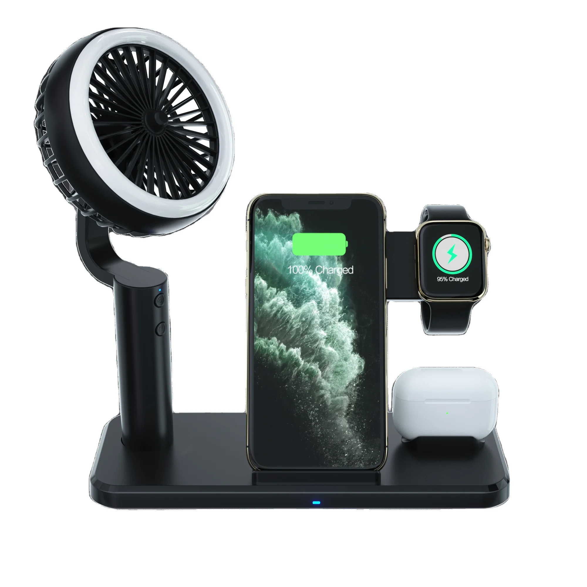 Cooling Fan LED dock Station 3-in-1 Wireless fast 15 W Charging charger For Airpods/Watch/Mobile Phone
Cooling Fan LED dock Station 3-in-1 Wireless fast 15 W Charging charger For Airpods/Watch/Mobile Phone
