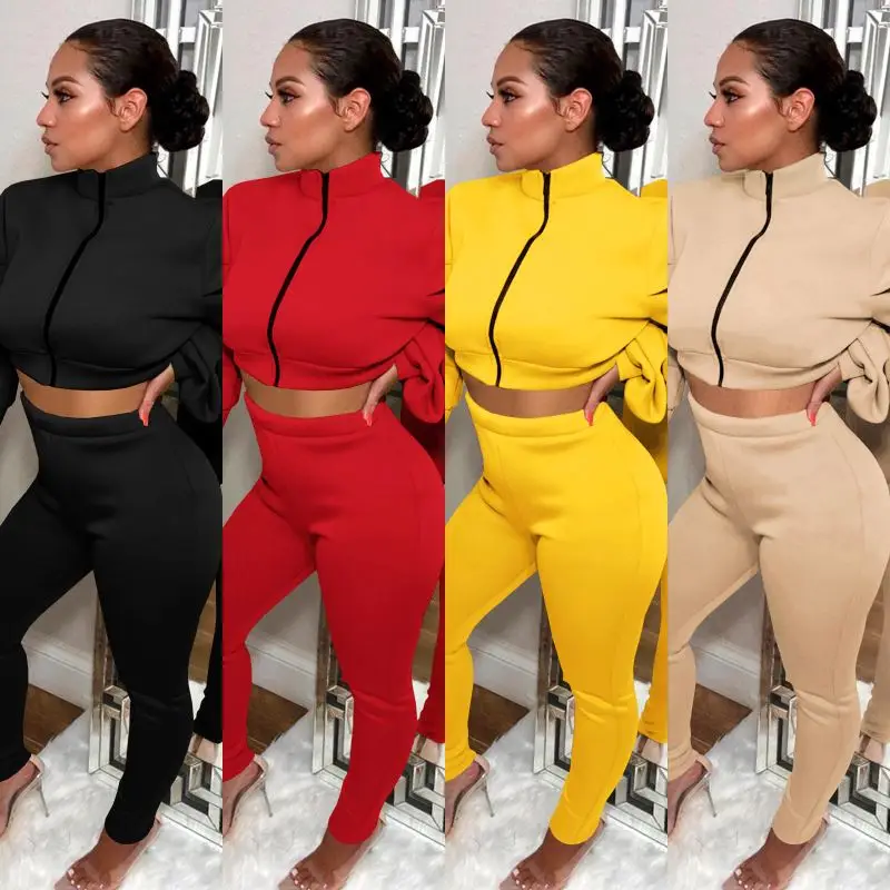 New fashionable fall 2 piece set women crop top solid womens outfits 2021 zipper-fly two piece set women clothing sexy
New fashionable fall 2 piece set women crop top solid womens outfits 2021 zipper-fly two piece set women clothing sexy