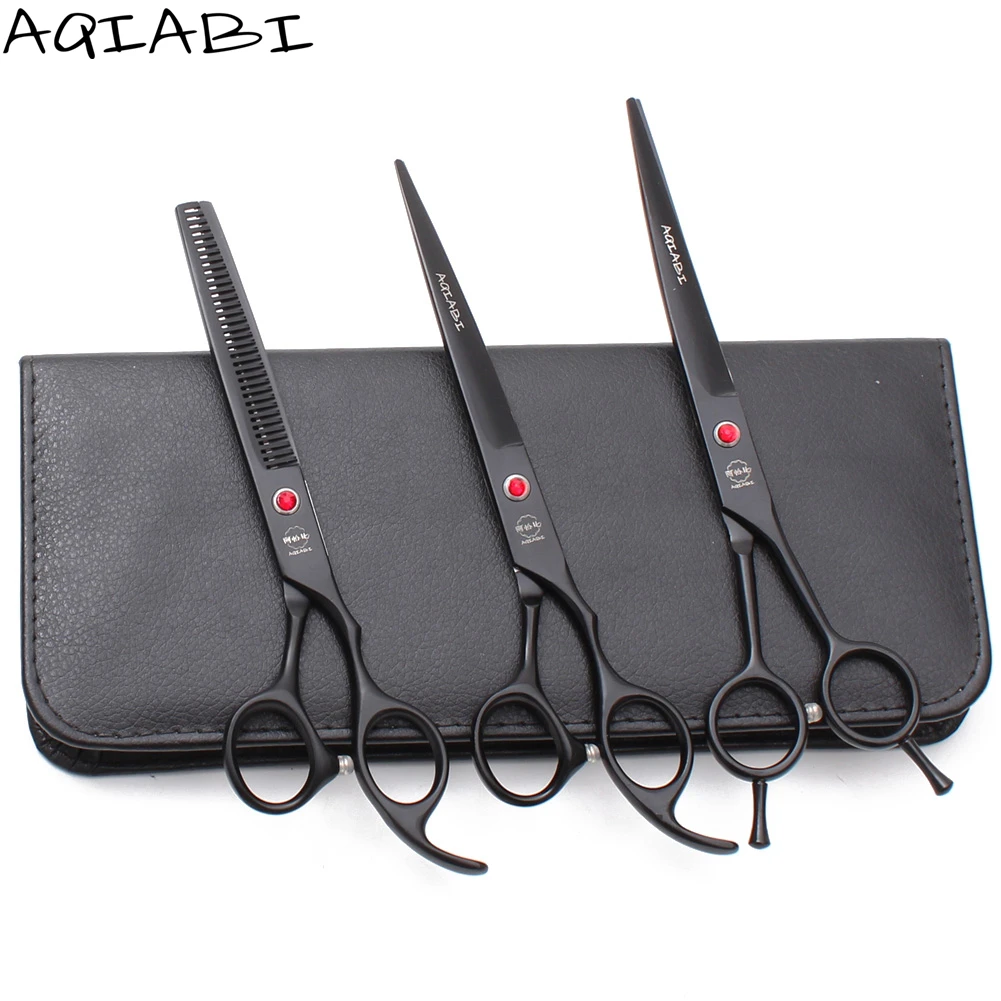 Pet Scissors 7" AQIABI JP Steel Dog Grooming Scissors Cat Dog Curved Scissors Black A3102, Red handle
Pet Scissors 7" AQIABI JP Steel Dog Grooming Scissors Cat Dog Curved Scissors Black A3102, Red handle