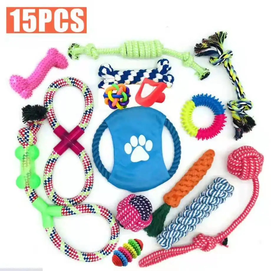 2021Amazon hot selling 15 Pet pack toys set Dental heathy pet cat dog toys pack interactive cotton rope dog training toys
2021Amazon hot selling 15 Pet pack toys set Dental heathy pet cat dog toys pack interactive cotton rope dog training toys