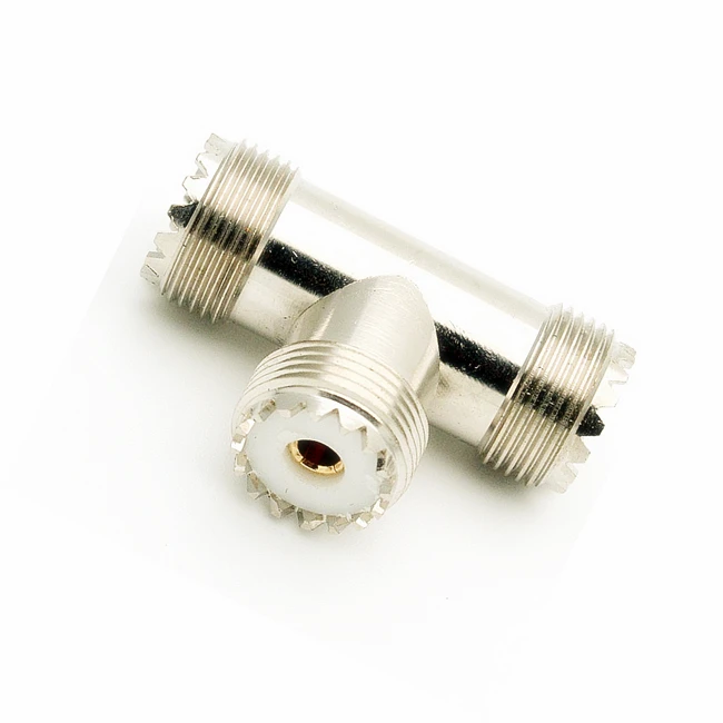 3 Way SO239 T Type UHF Female to Two UHF Female Splitter Connector RF Antenna Adapter