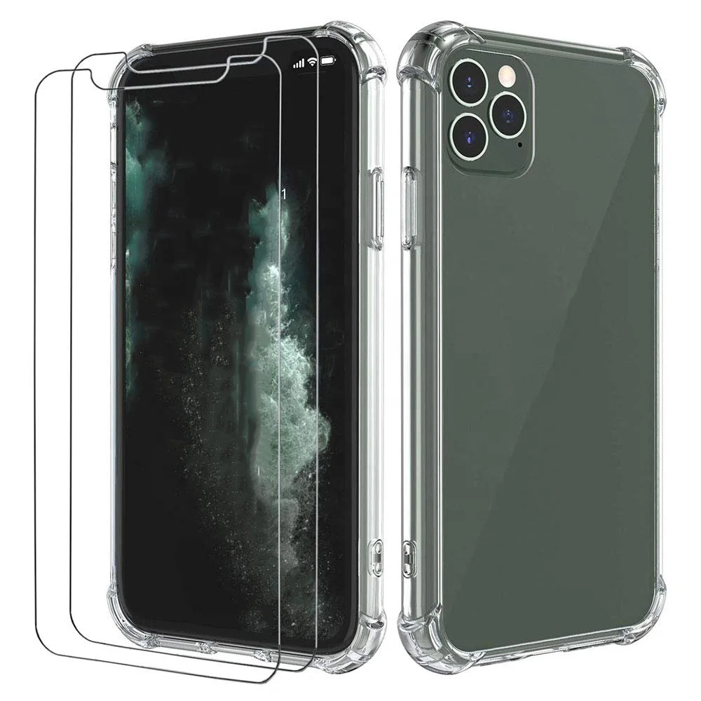 Best Sell Shockproof Clear TPU Bumper Phone Case with 2pcs Tempered Glass Screen Protector Bundle for iPhone 12 Pro Max
Best Sell Shockproof Clear TPU Bumper Phone Case with 2pcs Tempered Glass Screen Protector Bundle for iPhone 12 Pro Max