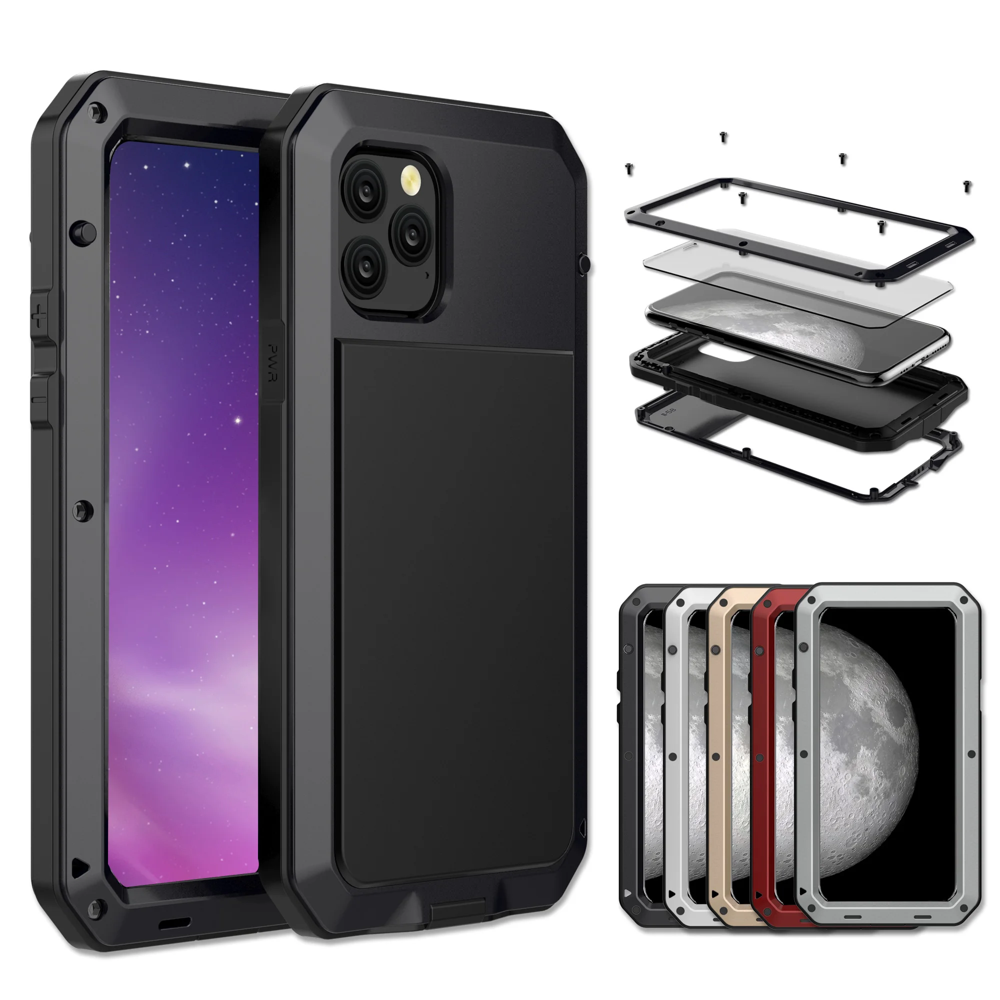 Heavy Duty Protection Case For iPhon11 11 Pro 11 Pro Max Cover Metal Aluminum Shockproof Armor Phone Cases with Glass Screen Fil, White,black,gold,red,silver
Heavy Duty Protection Case For iPhon11 11 Pro 11 Pro Max Cover Metal Aluminum Shockproof Armor Phone Cases with Glass Screen Fil, White,black,gold,red,silver