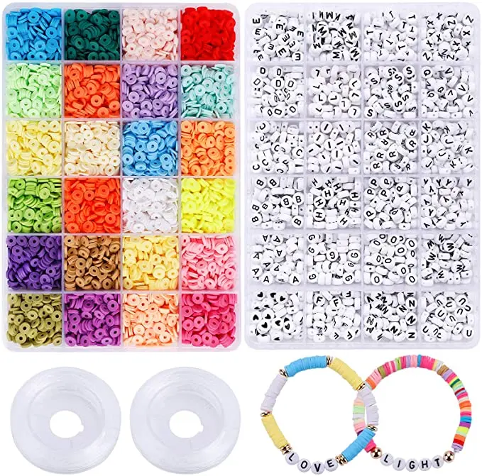 24 Colors Polymer Clay Spacer Beads Letter Beads with Elastic String for Jewelry Making, Multi colors
24 Colors Polymer Clay Spacer Beads Letter Beads with Elastic String for Jewelry Making, Multi colors