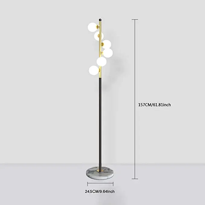White Glass Shade and Marble Base Elegant Modern Creative Floor Lamp for Living Room,Bedroom,Office