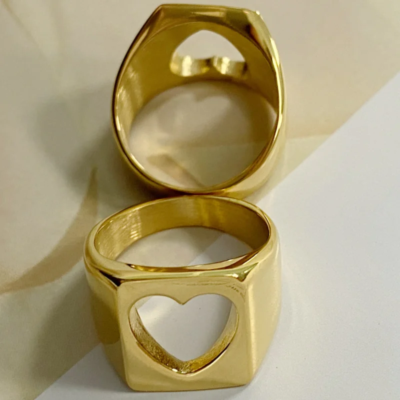New Arrival Dainty Chunky Heart Ring Stainless Steel 18K Gold Plated Hypoallergenic Hollow Heart Finger Rings Jewelry for Gifts
New Arrival Dainty Chunky Heart Ring Stainless Steel 18K Gold Plated Hypoallergenic Hollow Heart Finger Rings Jewelry for Gifts