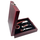 Durable stainless steel wine opener accessory gift set and 4 pieces wine accessories gift set wood box
