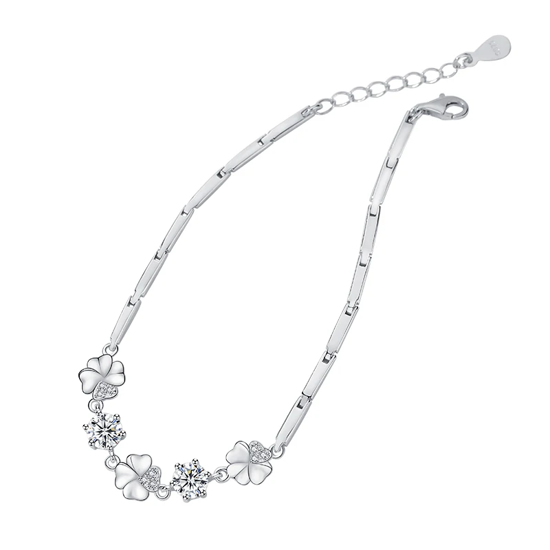 Wholesale 925 Sterling Silver Cubic Zirconia Micro-Insert Box Chain Lucky Clover Zircon Bracelet for Women
Wholesale 925 Sterling Silver Cubic Zirconia Micro-Insert Box Chain Lucky Clover Zircon Bracelet for Women