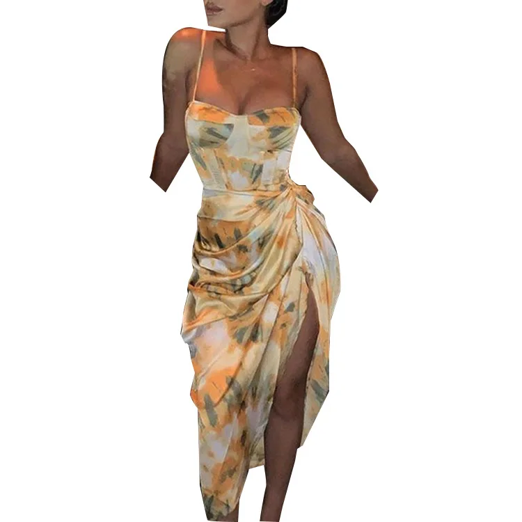 2021 Summer Sexy Irregular Pleated Suspender Cami Dress Ladies Fashion Flower Printing Stain Silk Midi Classy Women Prom Dresses, Yellow
2021 Summer Sexy Irregular Pleated Suspender Cami Dress Ladies Fashion Flower Printing Stain Silk Midi Classy Women Prom Dresses, Yellow