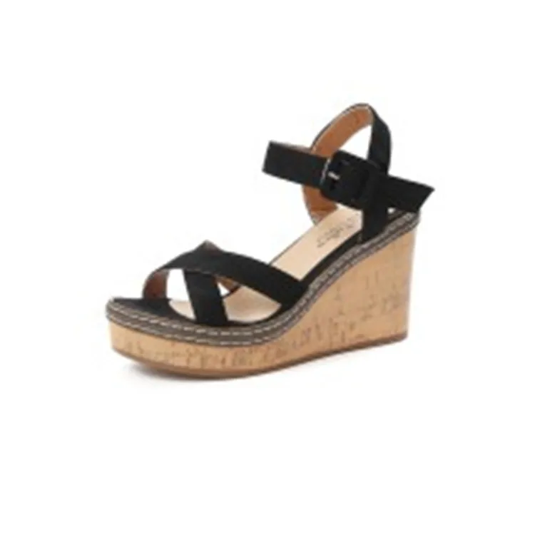Fashion Ladies Wedge Sandals Solid Color Fish Mouth Open Toe Platform Ankle Belt Buckle Women Summer Sandals
Fashion Ladies Wedge Sandals Solid Color Fish Mouth Open Toe Platform Ankle Belt Buckle Women Summer Sandals