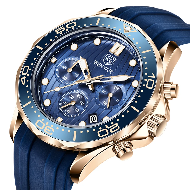 Fashion Brand BENYAR Mens Watches Luxury Wrist Watch Quartz Blue Rubber Watch Waterproof Sport Chronograph Relogio Masculino, Shown
Fashion Brand BENYAR Mens Watches Luxury Wrist Watch Quartz Blue Rubber Watch Waterproof Sport Chronograph Relogio Masculino, Shown