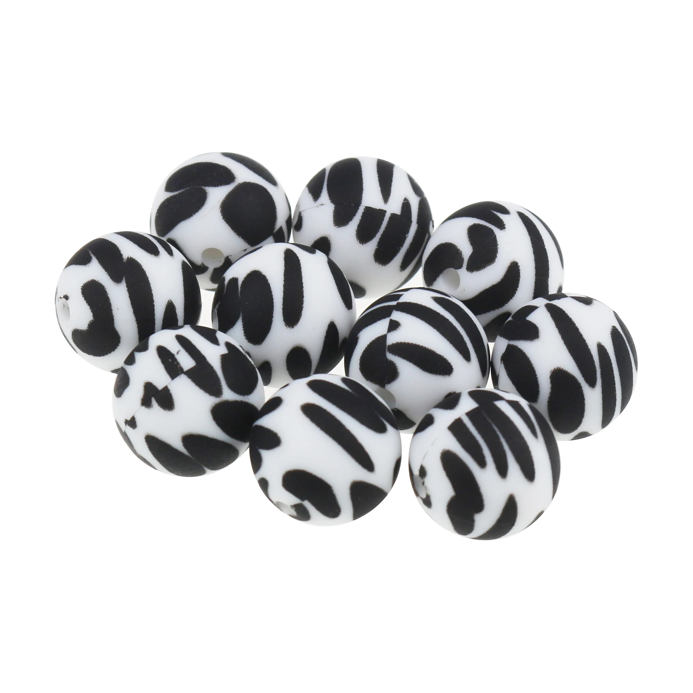 

2021Wholesale BPA Free New Design Silicon Baby Teether Rainbow Teething Chew  Round Leopard Print Silicone Beads