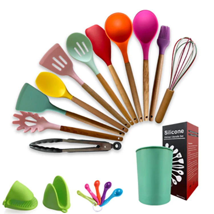 BPA Free Non Toxic Wooden Handles Heat-resistant Silicone Cooking Kitchen Utensils Set For 13 Pieces, Multicolor optional
BPA Free Non Toxic Wooden Handles Heat-resistant Silicone Cooking Kitchen Utensils Set For 13 Pieces, Multicolor optional
