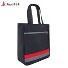 School Kids Tutorial Bag Black Oxford Fabric Bag Custom Logo Canvas Zipper Tote Bag