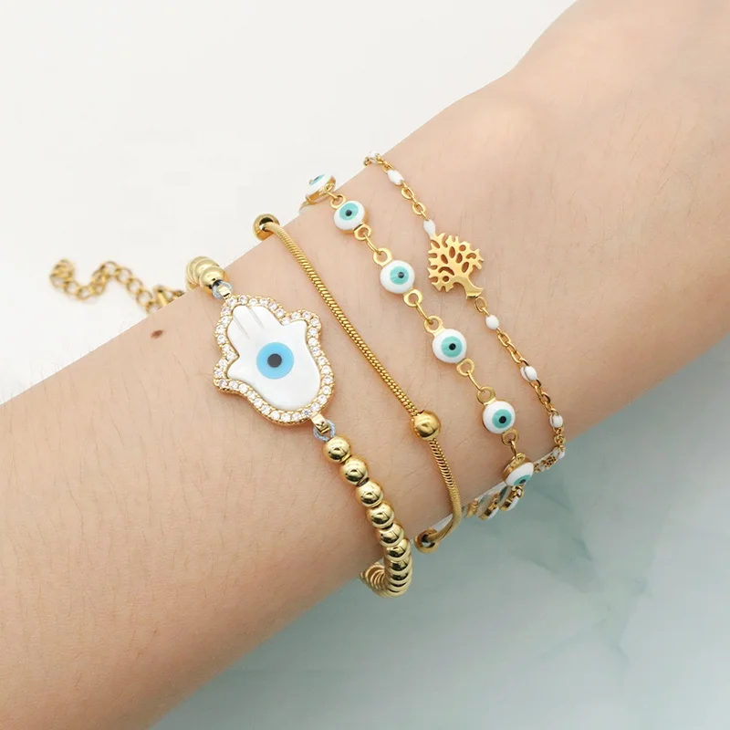 Christmas Eye Tree Charm White 4 PCS Set Adjustable Custom Gold Plated enamel stainless steel Turkish evil eyes Bracelet Jewelry, Multi
Christmas Eye Tree Charm White 4 PCS Set Adjustable Custom Gold Plated enamel stainless steel Turkish evil eyes Bracelet Jewelry, Multi