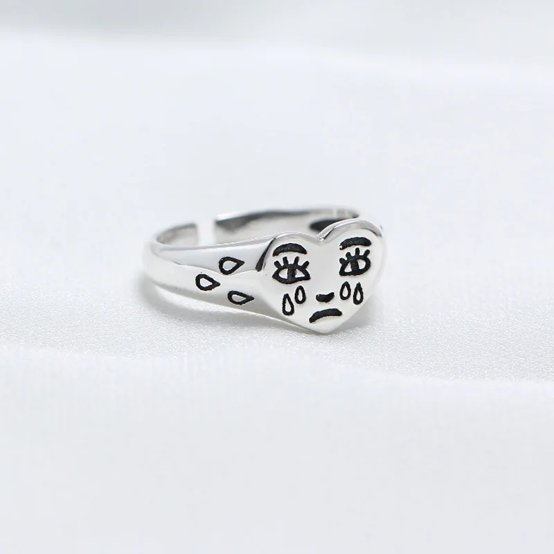 Korean Fashion Crying Heart Ring For Women Girls Trendy Vintage 925 Silver Open Adjustable Ring
Korean Fashion Crying Heart Ring For Women Girls Trendy Vintage 925 Silver Open Adjustable Ring