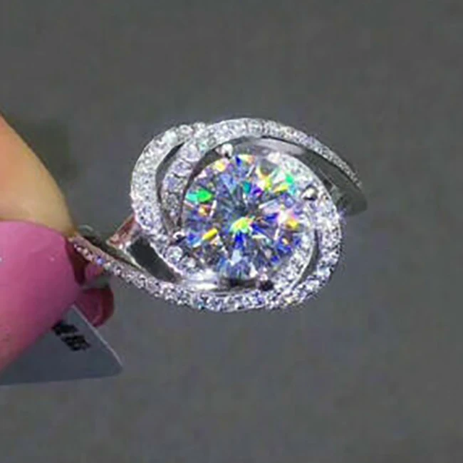 CAOSHI Sisters' Party Jewelry Unique Twist Into Flower Ring Big Round Zircon Rings Silver Brilliant Slight Big Rings Women
CAOSHI Sisters' Party Jewelry Unique Twist Into Flower Ring Big Round Zircon Rings Silver Brilliant Slight Big Rings Women