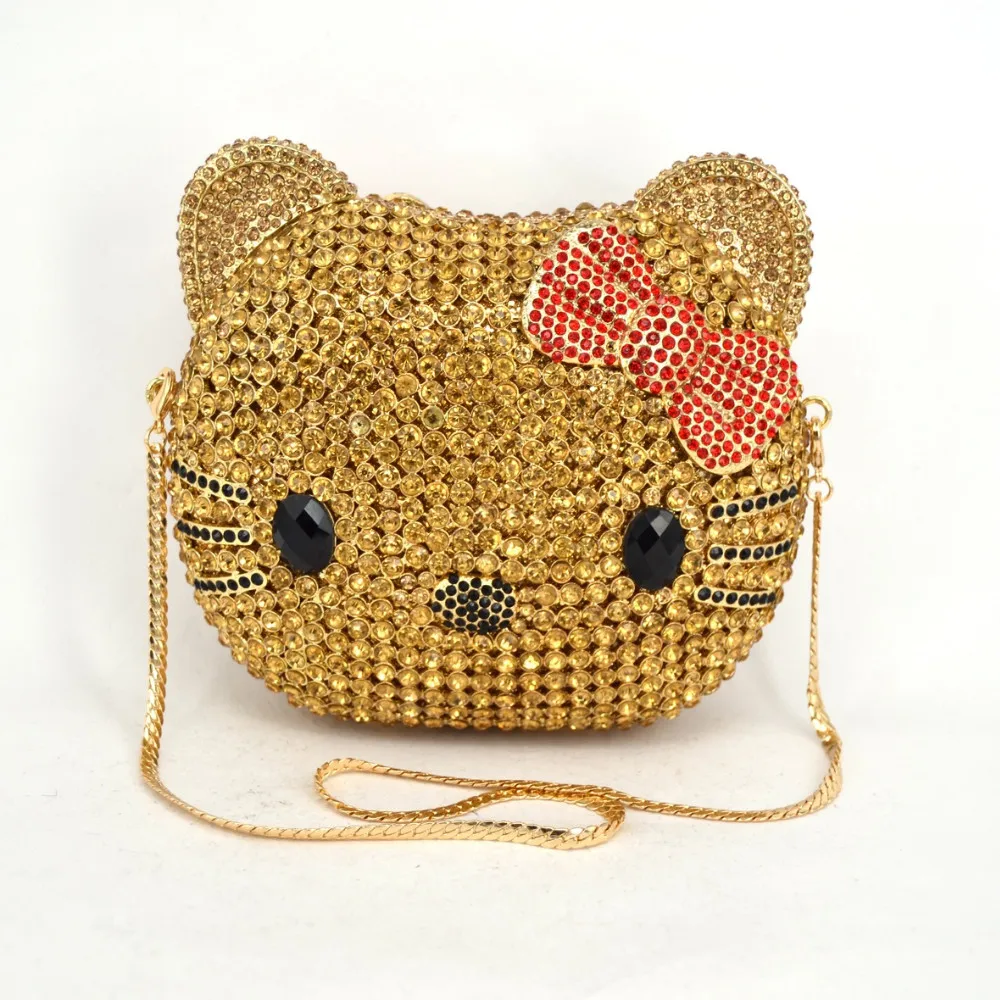 Bling Golden Cat Shape Rhinestone Clutch Purse Bag Girls Party Crystal Diamond Hollow-Out Handbags/, As picture
Bling Golden Cat Shape Rhinestone Clutch Purse Bag Girls Party Crystal Diamond Hollow-Out Handbags/, As picture