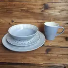 OEM customized tableware blue color ceramic luxury porcelain pad printing dinner set