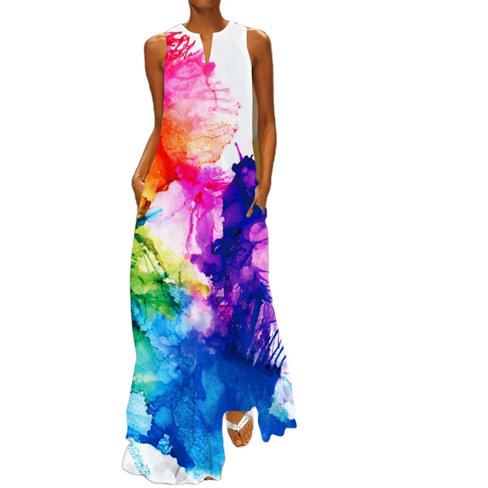 New Sprinkle-ink print Sleeveless Long Dress 2021 Casual Beach Women Summer Dress Lady V Neck tie-dye Printed Dresses Elegant
New Sprinkle-ink print Sleeveless Long Dress 2021 Casual Beach Women Summer Dress Lady V Neck tie-dye Printed Dresses Elegant