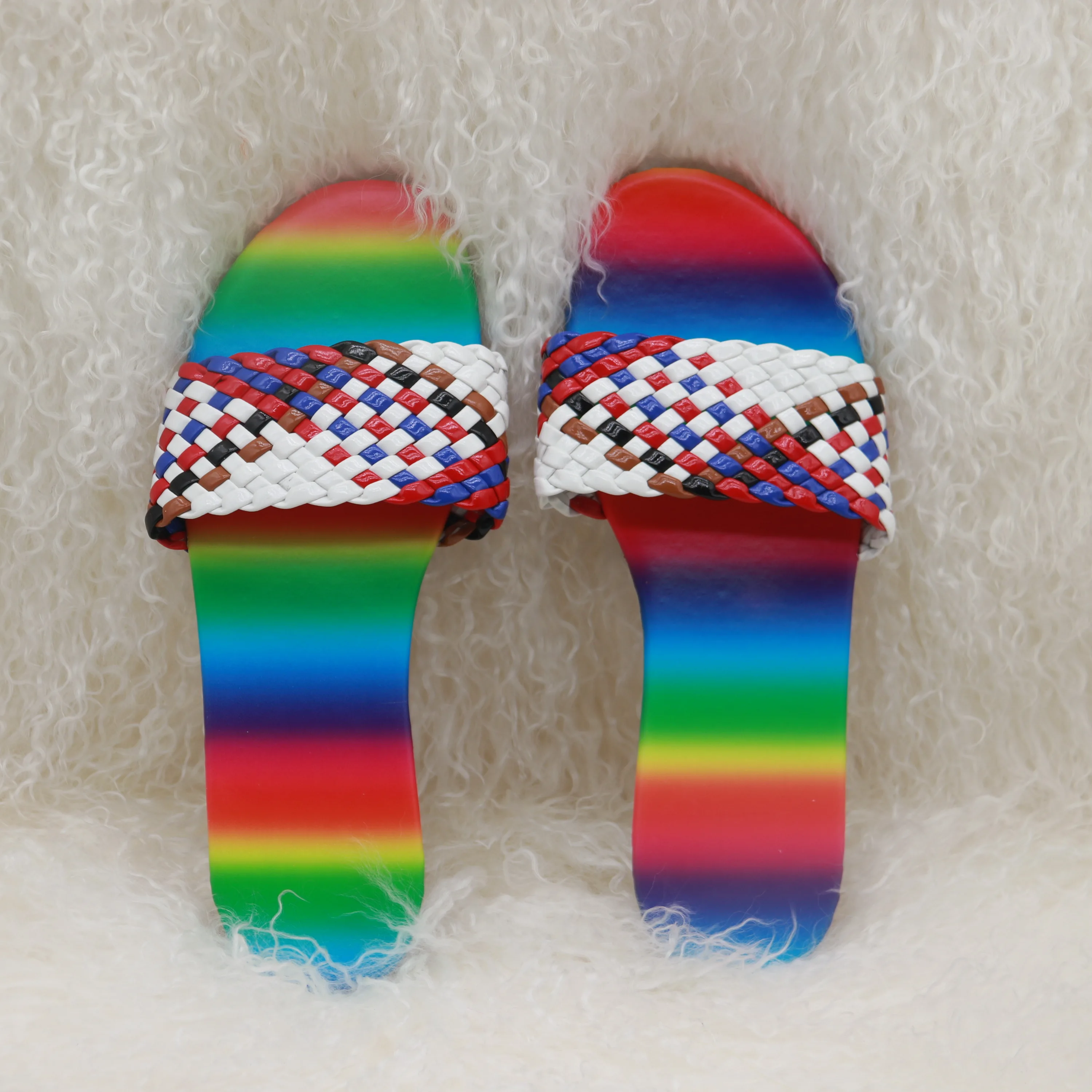 Curlyfur unique style wholesale vendor braided rainbow colors outdoor summer women's sandals
Curlyfur unique style wholesale vendor braided rainbow colors outdoor summer women's sandals