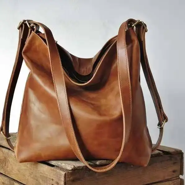 New Arrival Women Vintage Retro Oil Wax Leather Shoulder Bag Large Capacity Soft Leather Crossbody Bag Convertible Backpack, Brown
New Arrival Women Vintage Retro Oil Wax Leather Shoulder Bag Large Capacity Soft Leather Crossbody Bag Convertible Backpack, Brown