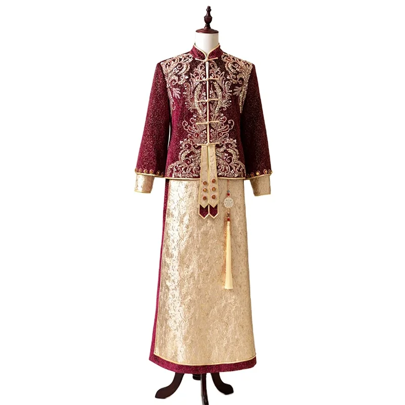 Oriental Xiuhe suit gentlemen bridegroom Chinese Gown Robe golden toast Clothing wedding champagne Red Top + Skirt, As the pictures
Oriental Xiuhe suit gentlemen bridegroom Chinese Gown Robe golden toast Clothing wedding champagne Red Top + Skirt, As the pictures