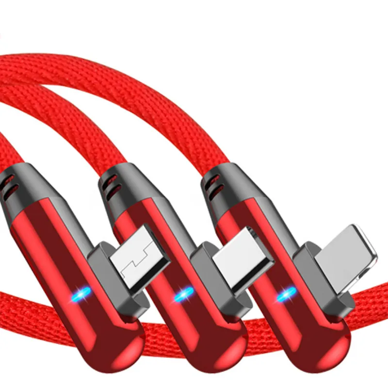 Free Shipping 3A 90 degree with LED Light 3 in 1 USB Cable For ipad Type C Samsung super charging data cable, Black,red
Free Shipping 3A 90 degree with LED Light 3 in 1 USB Cable For ipad Type C Samsung super charging data cable, Black,red