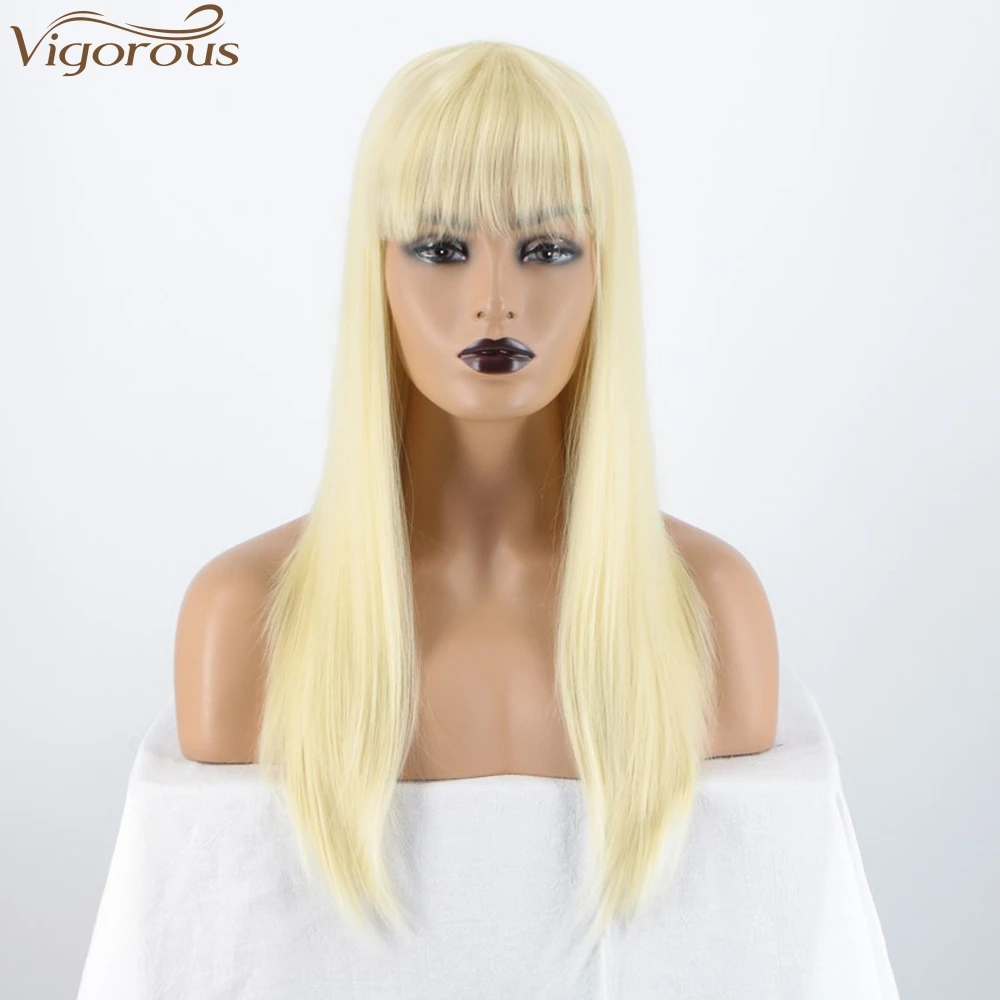 Vigorous Long Straight Hair Wig With Bangs Blonde Color Synthetic Hair Wigs for Women Heat Resistant Fiber Wholesale Price
Vigorous Long Straight Hair Wig With Bangs Blonde Color Synthetic Hair Wigs for Women Heat Resistant Fiber Wholesale Price