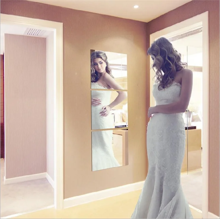 3D Mirrors Wall Sticker Self-adhesive Tiles Mirror Wall Stickers for Home Decor simple mirror wall sticker