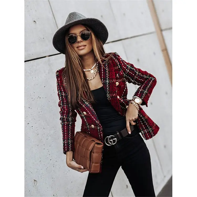 Hot Sale Wholesale Print Jacket Plus Size Coats Ladies Women Plaid Long Sleeve Double-Breasted Blazers Ladies Women
Hot Sale Wholesale Print Jacket Plus Size Coats Ladies Women Plaid Long Sleeve Double-Breasted Blazers Ladies Women
