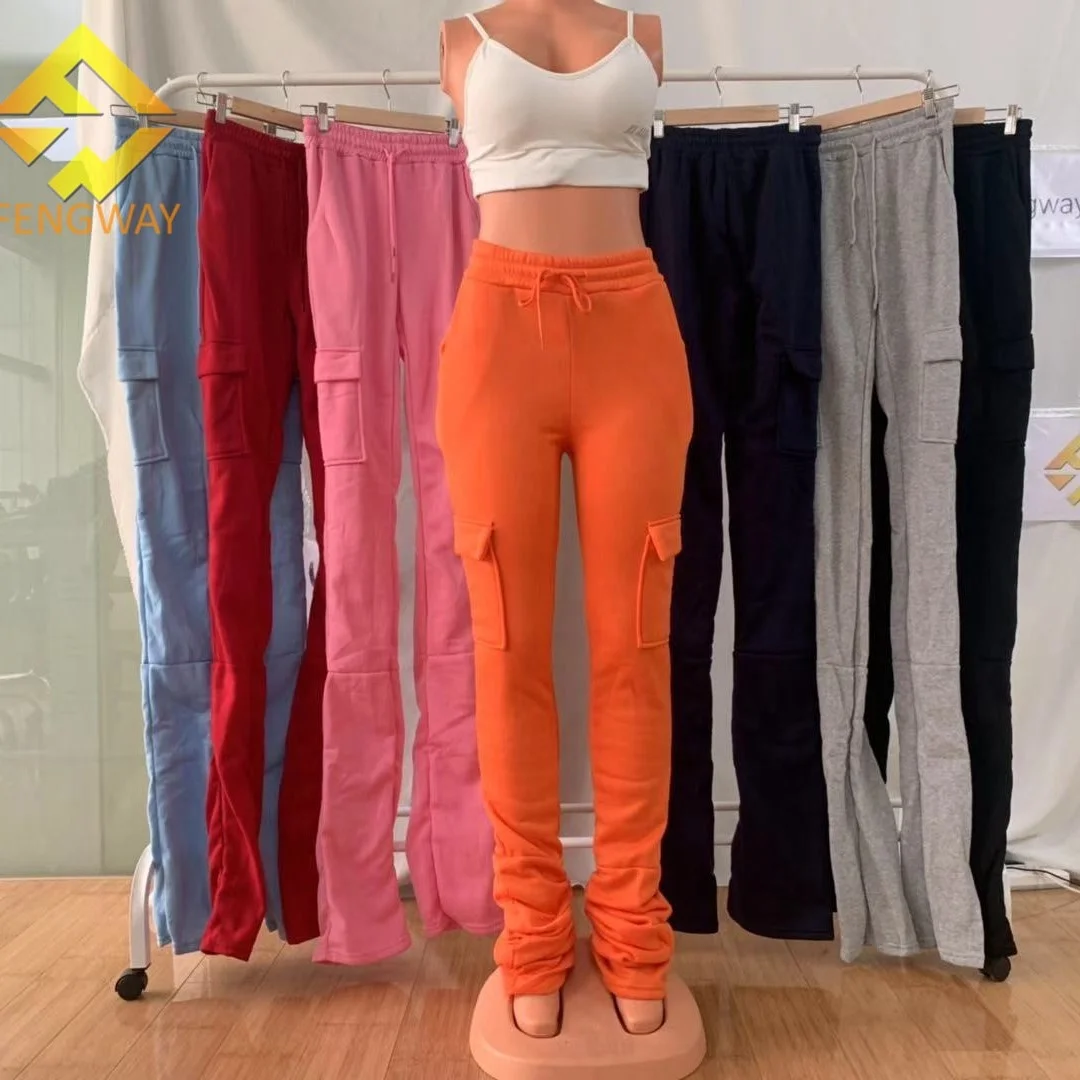 2021 fall winter fleece cotton stacked sweat pants women thick stacked joggers pants with side pockets 
2021 fall winter fleece cotton stacked sweat pants women thick stacked joggers pants with side pockets