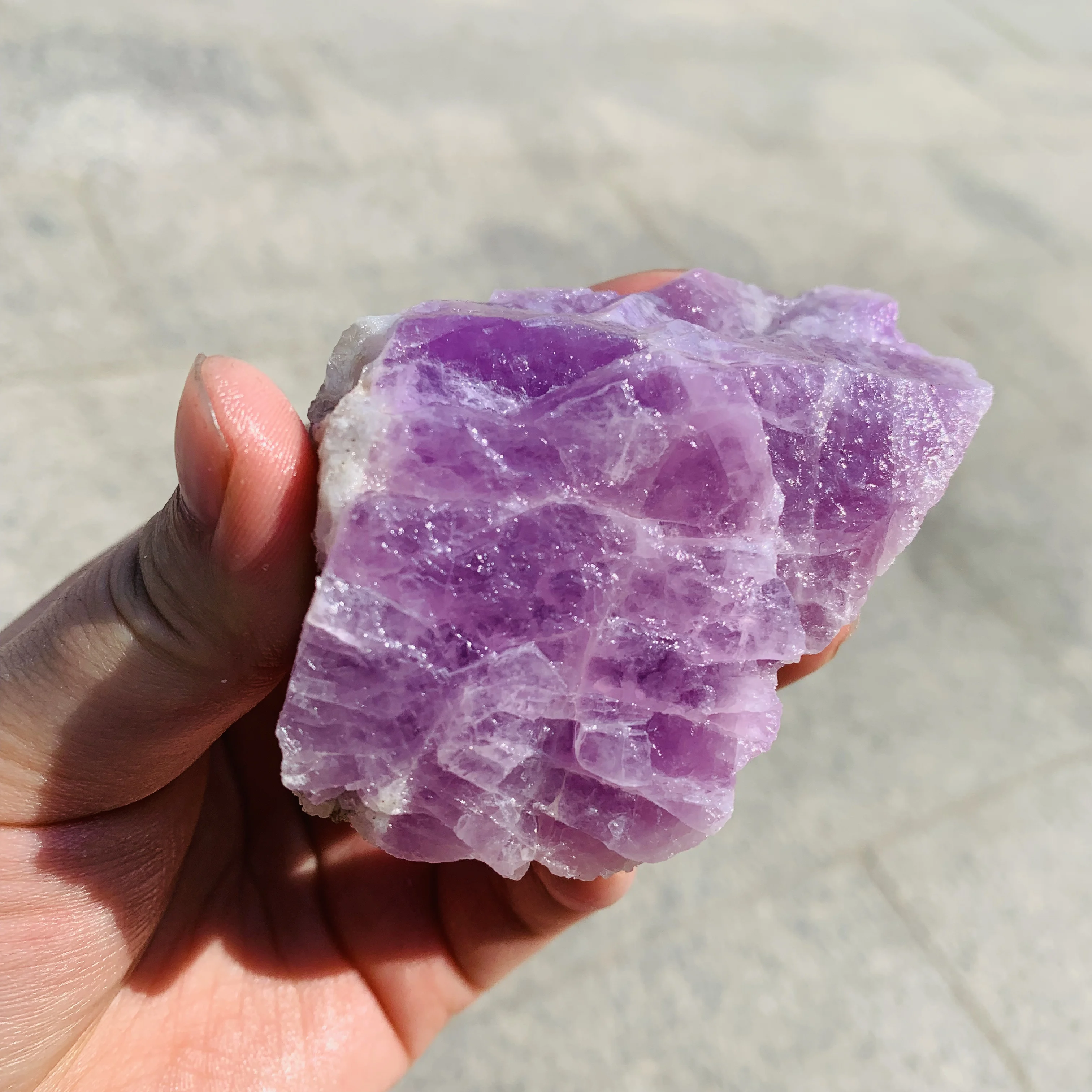 天然原始 kunzite 石材矿物标本石英紫色水晶粗糙块愈合