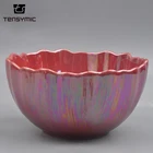 Special design handmade ceramic shinning red luxury soup serving salad bowl