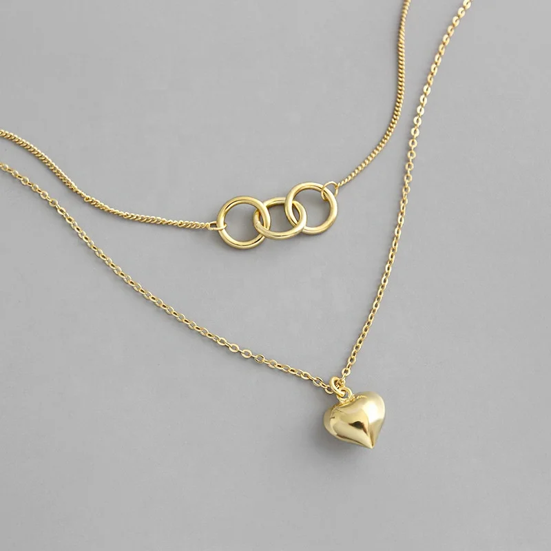 New Arrival Double Layer Link Necklace 925 Sterling Silver Heart Pendant Double Chain Necklace
New Arrival Double Layer Link Necklace 925 Sterling Silver Heart Pendant Double Chain Necklace