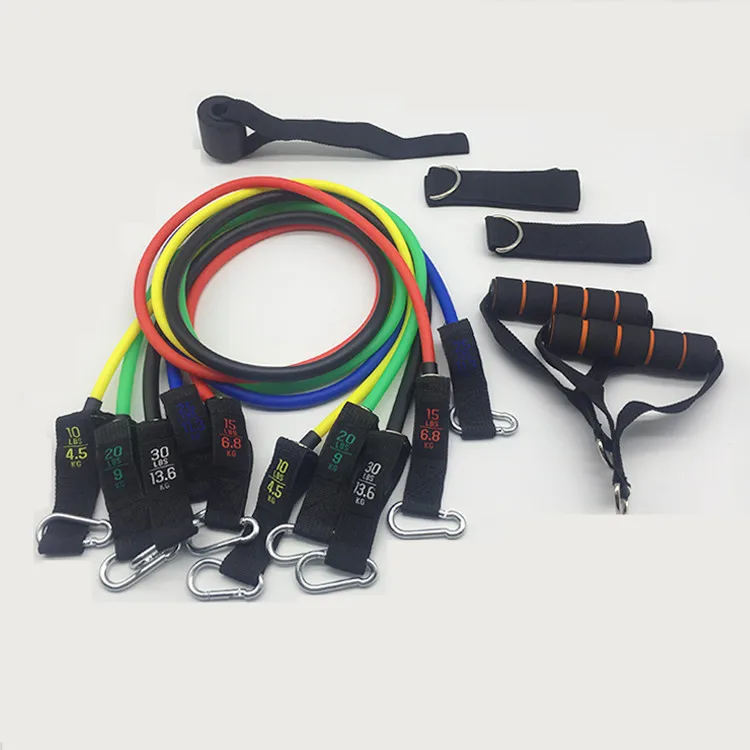 Online wholesale gym fitness equipment custom logo 11 pcs resistance band set for home workout pilates strength training, Black/green/blue/red/yellow
Online wholesale gym fitness equipment custom logo 11 pcs resistance band set for home workout pilates strength training, Black/green/blue/red/yellow