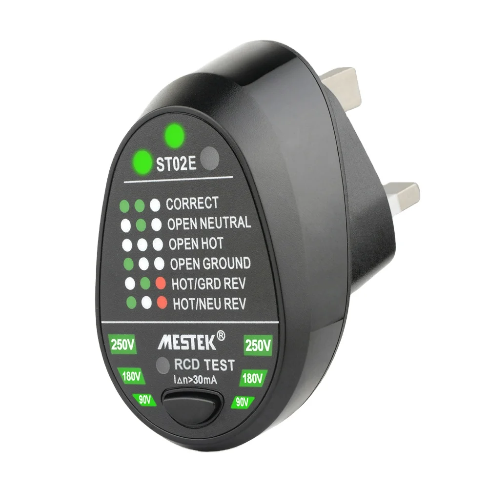 ST02E MESTEK Socket Tester 90~250V High Voltage Electric Line Tester for Home and Industrial Outlet power plug socket
ST02E MESTEK Socket Tester 90~250V High Voltage Electric Line Tester for Home and Industrial Outlet power plug socket