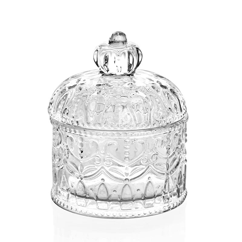 Crystal glass candy cup creative crown glass storage jar carved storage jewelry box 
Crystal glass candy cup creative crown glass storage jar carved storage jewelry box