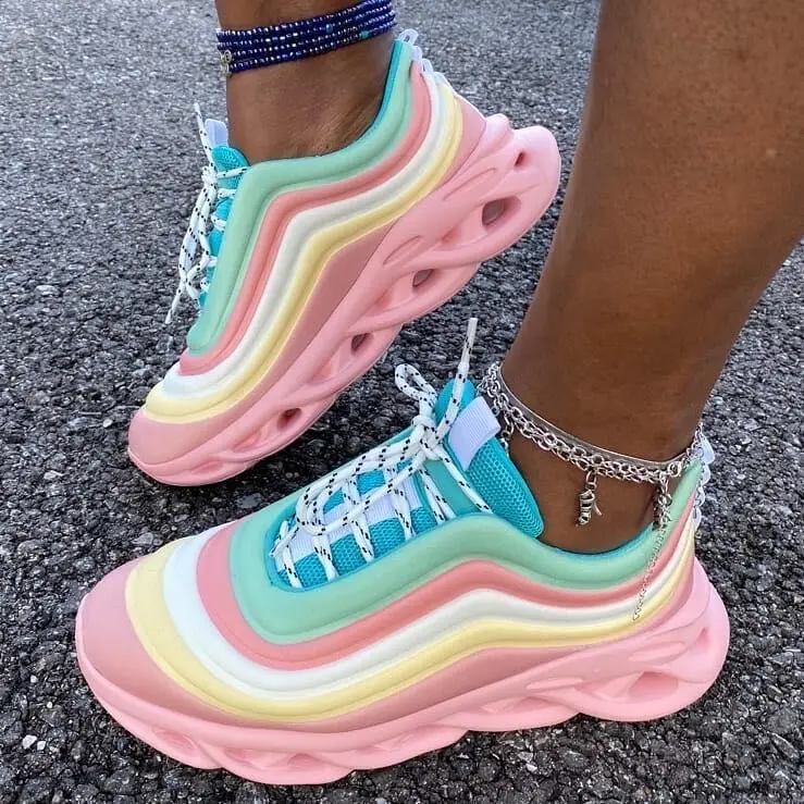 Hot Selling Colorful Platform Flat sandals Fashion Casual Soft sole Sneakers for women and men, Pink/rainbow/white
Hot Selling Colorful Platform Flat sandals Fashion Casual Soft sole Sneakers for women and men, Pink/rainbow/white