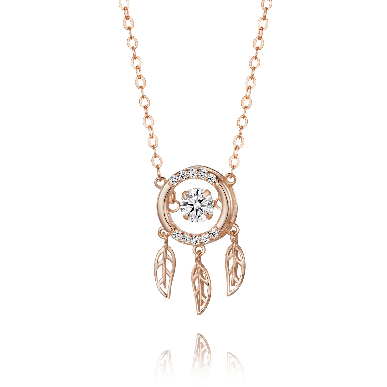 Dreamcatcher Rose Gold Plated Womens Pendant CZ Diamond Sterling Silver 925 Necklace, Silver/rose gold
Dreamcatcher Rose Gold Plated Womens Pendant CZ Diamond Sterling Silver 925 Necklace, Silver/rose gold