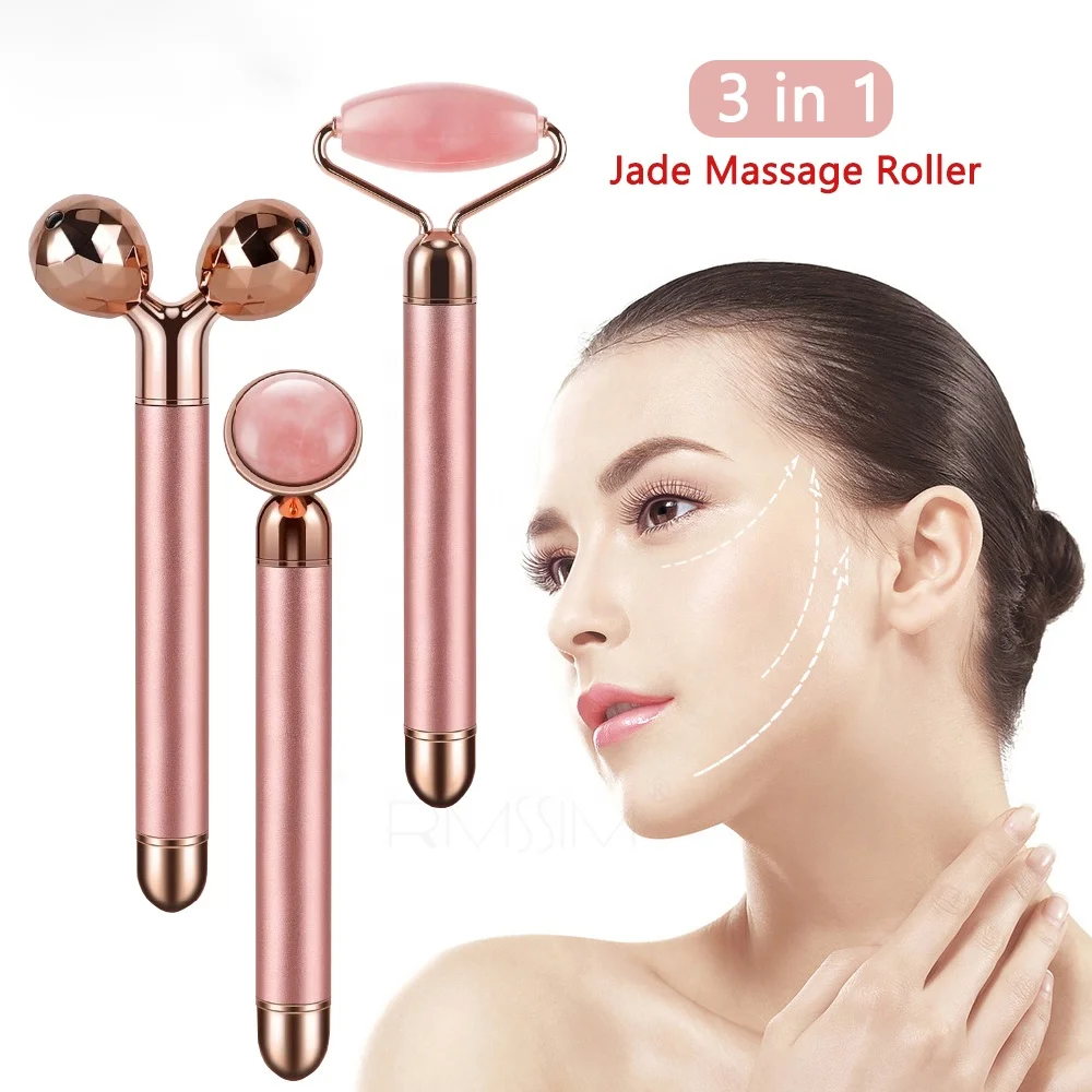 Electric Jade Face Roller, 3 in 1 Vibrating Jade Roller and 3D Roller Electric Sonic Energy Set, Rose gold, gold
Electric Jade Face Roller, 3 in 1 Vibrating Jade Roller and 3D Roller Electric Sonic Energy Set, Rose gold, gold
