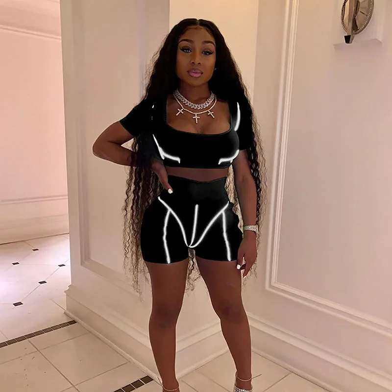 Summer Women 2 Piece Short Set Neon Jumpsuits Sports Biker Reflective Two Piece Set, Black, orange, green
Summer Women 2 Piece Short Set Neon Jumpsuits Sports Biker Reflective Two Piece Set, Black, orange, green