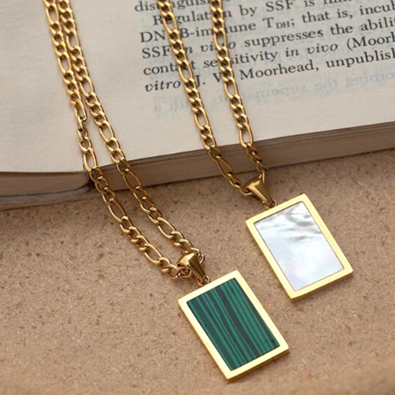 MECYLIFE Fashion Sweater Chain Necklace Stainless Steel Figaro Chain Pendant Necklace Square Colorful Mother Of Pearl Necklace, Gold
MECYLIFE Fashion Sweater Chain Necklace Stainless Steel Figaro Chain Pendant Necklace Square Colorful Mother Of Pearl Necklace, Gold
