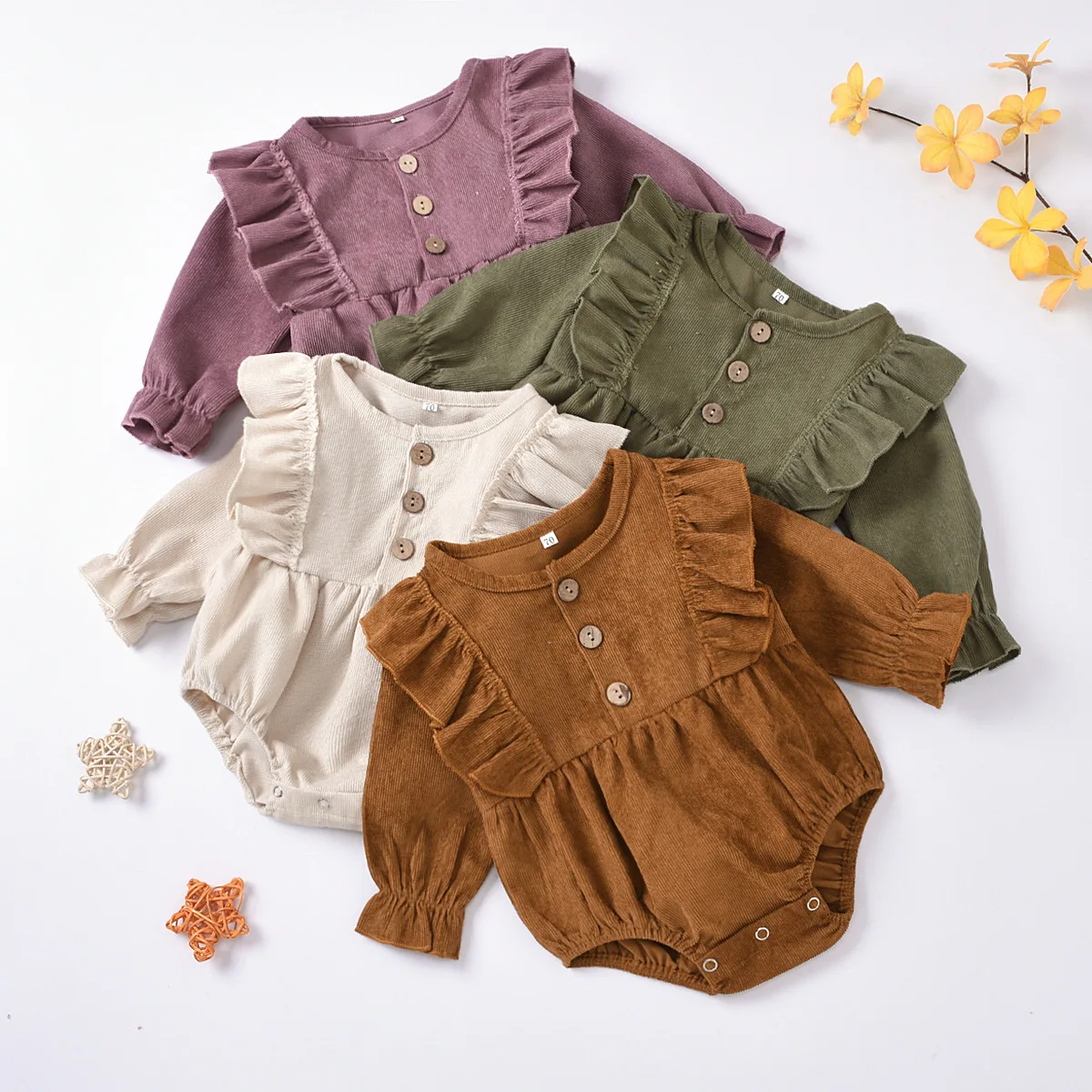 3Colors Winter Line Full Length Sleeve button back Ruffle Corduroy Playsuit bodysuits Rompers For Baby Girls Newborn Shower, 3colors for choose
3Colors Winter Line Full Length Sleeve button back Ruffle Corduroy Playsuit bodysuits Rompers For Baby Girls Newborn Shower, 3colors for choose