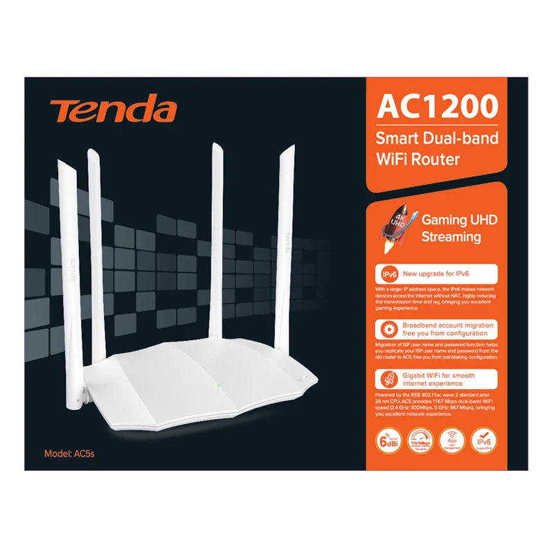 English package Tenda AC5S AC1200M 2.4G 5G Wireless WiFi Router Support Home Coverage Dual Band Wireless Router 1200mbps wifi
English package Tenda AC5S AC1200M 2.4G 5G Wireless WiFi Router Support Home Coverage Dual Band Wireless Router 1200mbps wifi
