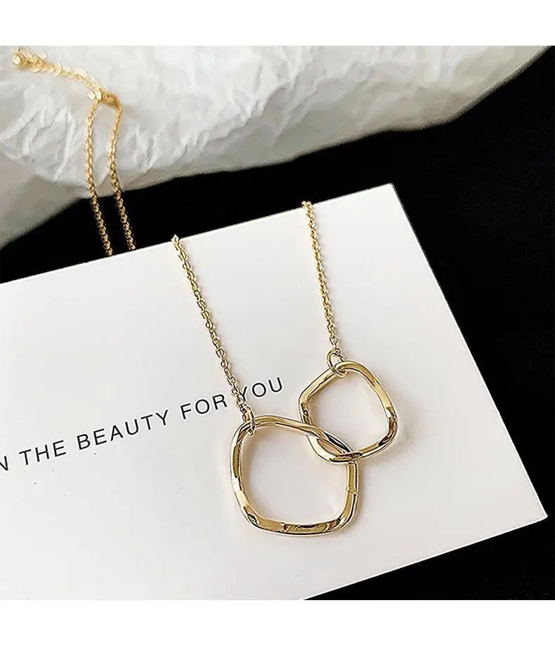 Valentine's Day Korean style real gold-plated copper chain geometric two-ring buckle women's necklace 18k gold plated
Valentine's Day Korean style real gold-plated copper chain geometric two-ring buckle women's necklace 18k gold plated