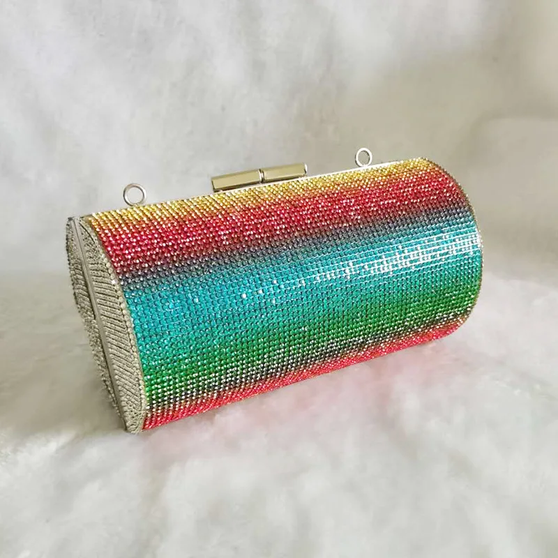 2020 Bling Diamond Ladies Rainbow Crystal Rhinestone Bag Colorful Clutch Evening Bags Cylinder Handbags For Women
2020 Bling Diamond Ladies Rainbow Crystal Rhinestone Bag Colorful Clutch Evening Bags Cylinder Handbags For Women