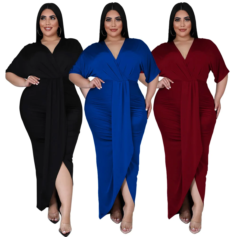 Factory Price Women Clothing Casual Slim Midi Plus Size Dresses Solid Color Short Sleeve Ladies Party Evening Elegant Dress
Factory Price Women Clothing Casual Slim Midi Plus Size Dresses Solid Color Short Sleeve Ladies Party Evening Elegant Dress